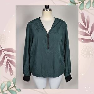 SHEIN Dark Green Zip-Up Blouse